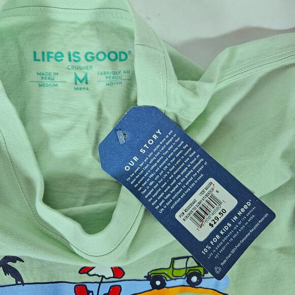 Life is Good Adventure Makes Me Happy Green T-shirt Men's Size Medium ATV Jeep - Picture 4 of 7